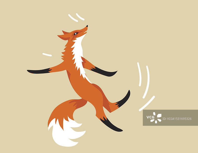 卡通狐狸孤立的米色背景图片素材
