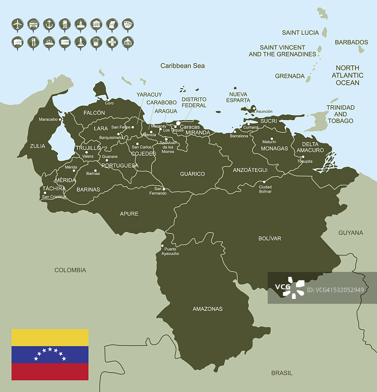 委内瑞拉的地图图片素材