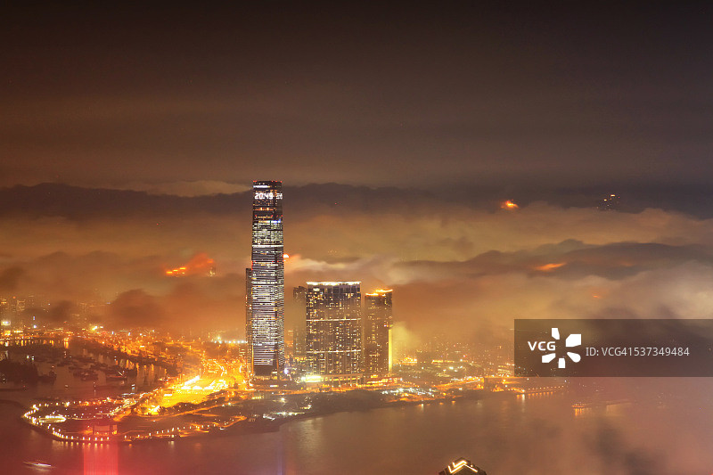 维多利亚港鸟瞰图，香港图片素材