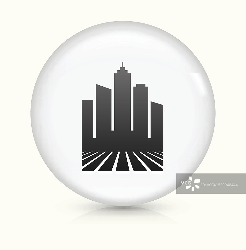城市景观图标上的白色圆形矢量按钮图片素材