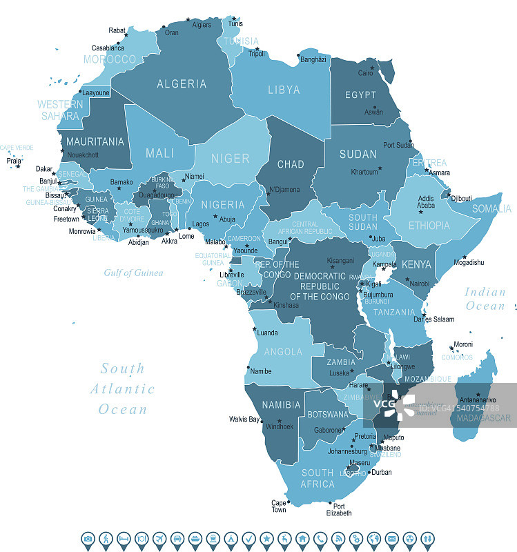 非洲地图和导航图标图片素材