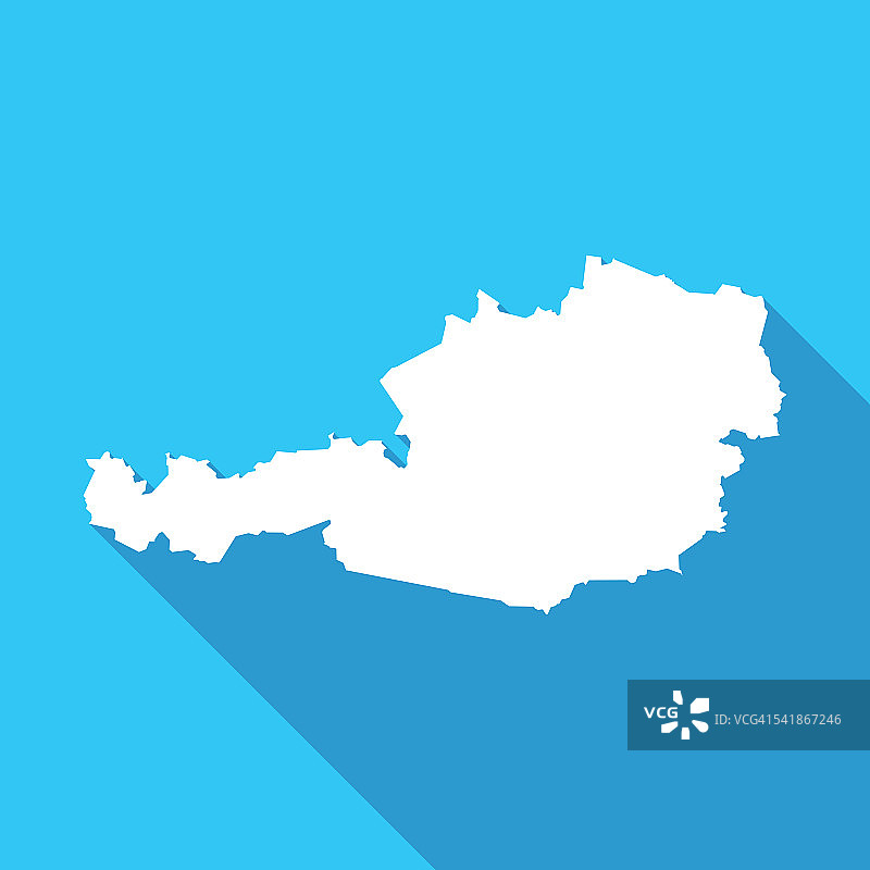 奥地利长影地图以白色为蓝底图片素材