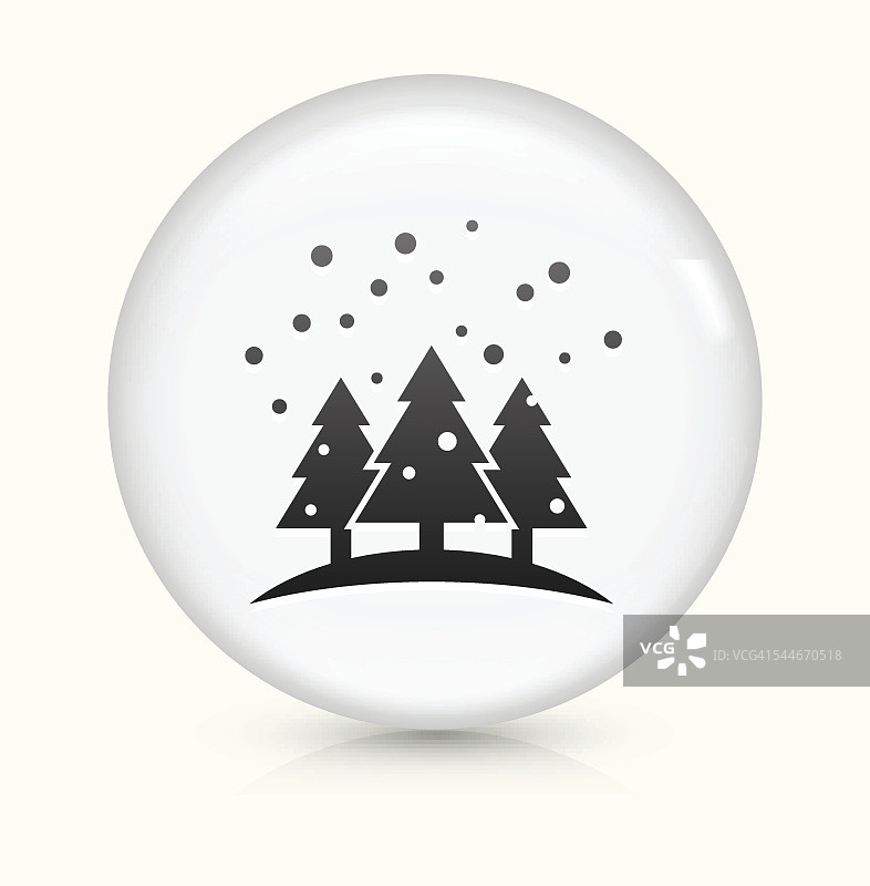 下雪在森林图标上的白色圆形矢量按钮图片素材