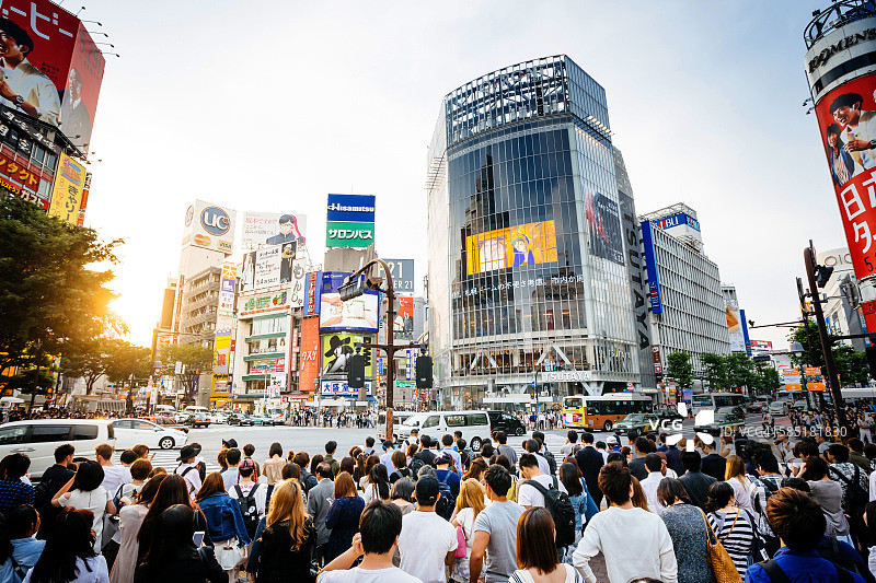 日本东京涩谷的日落图片素材