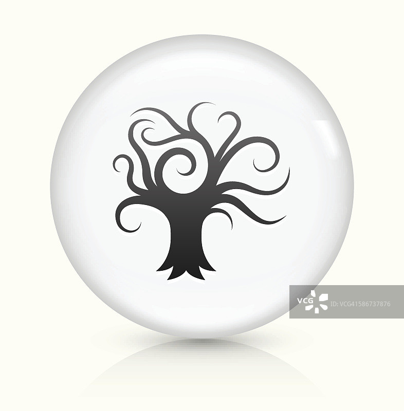 树图标上的白色圆形矢量按钮图片素材