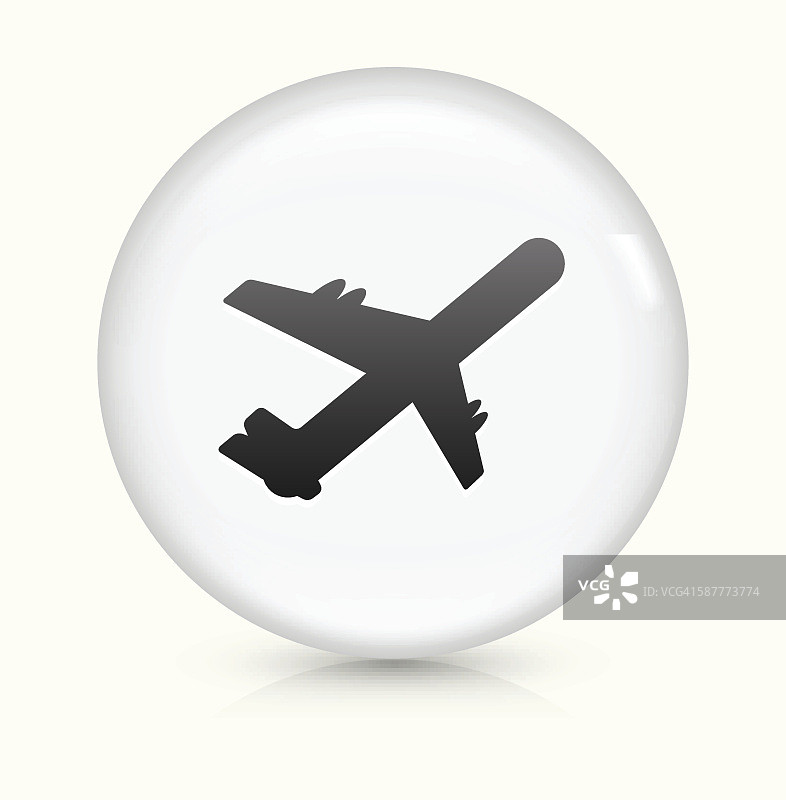 飞机图标上的白色圆形矢量按钮图片素材