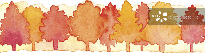 水彩秋天的森林图片素材