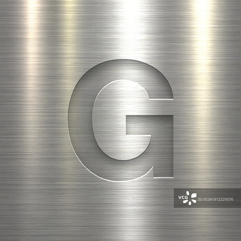 字母G设计-字母在金属纹理背景图片素材