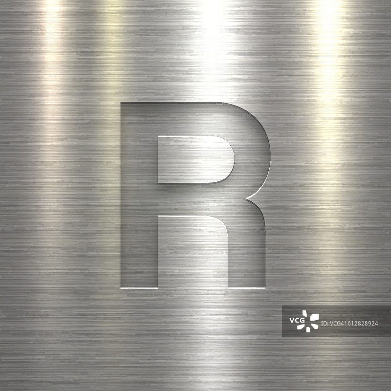 字母R设计-字母在金属纹理背景图片素材