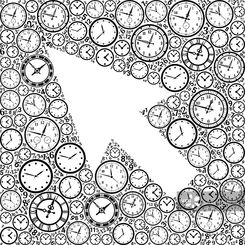 鼠标指针在时间和时钟矢量图标模式图片素材