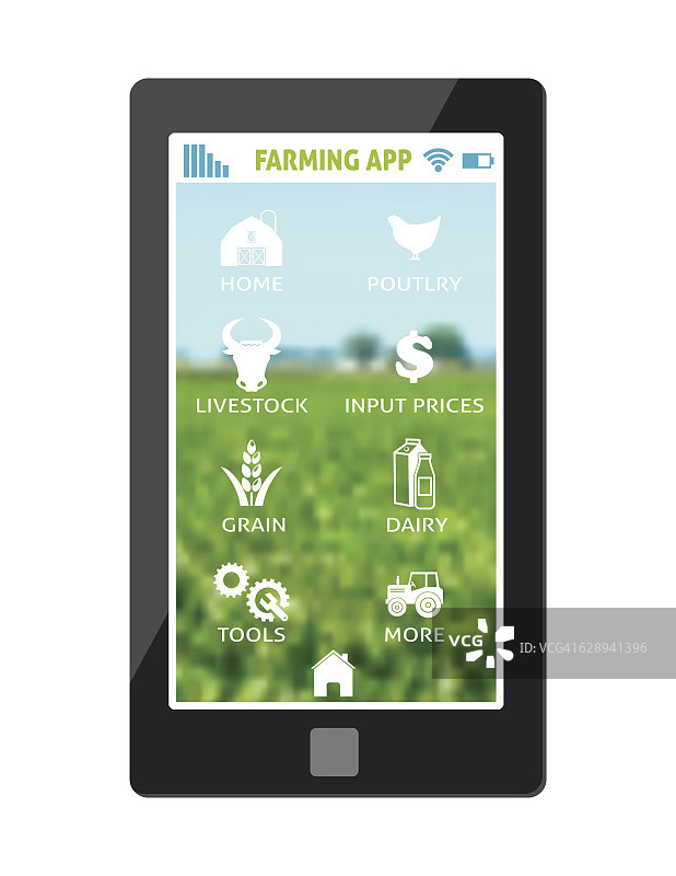 数字平板电脑与农业软件应用在屏幕上图片素材