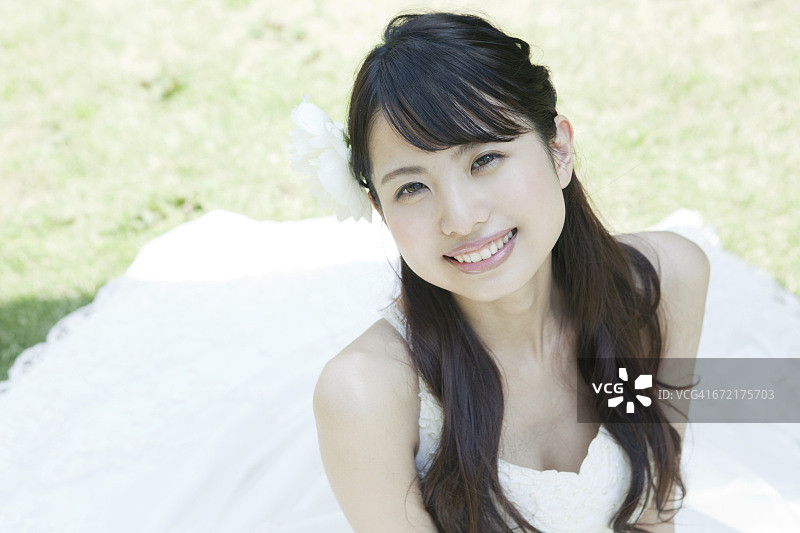 日本新娘肖像，高角度视角图片素材