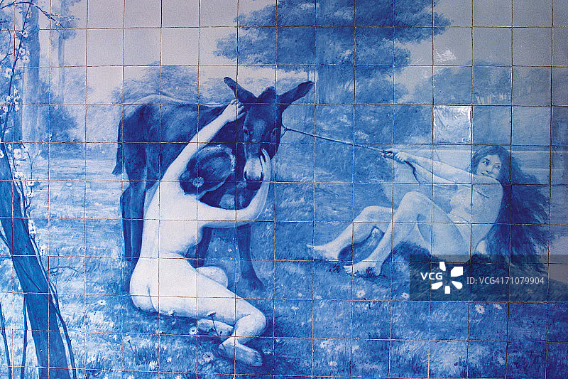 葡萄牙瓷砖作品，特写图片素材