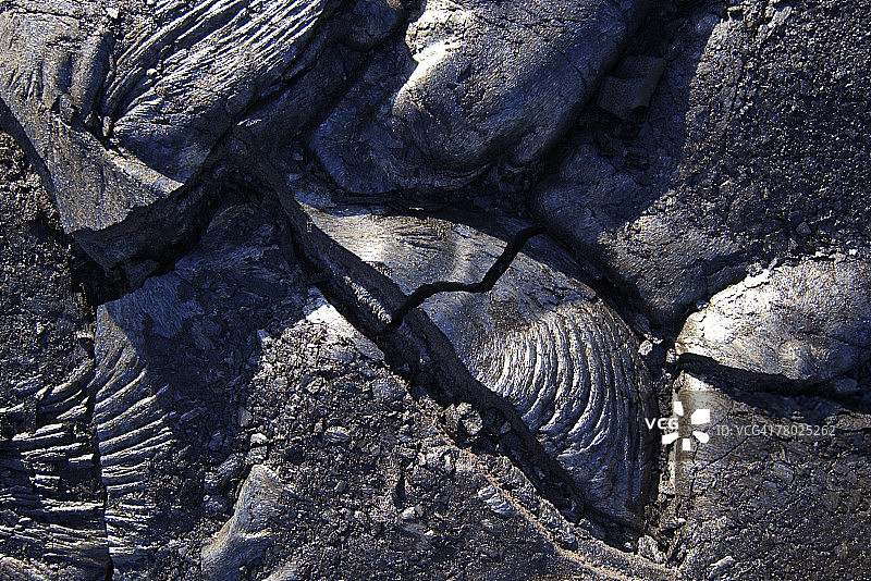 熔岩和基拉韦厄火山纹理的特写。图片素材