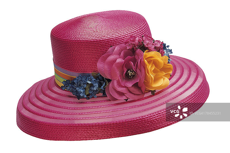 粉红色带花帽子图片素材