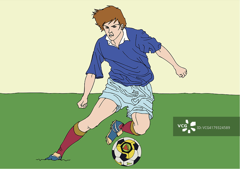 足球运动员的绘画，插图图片素材