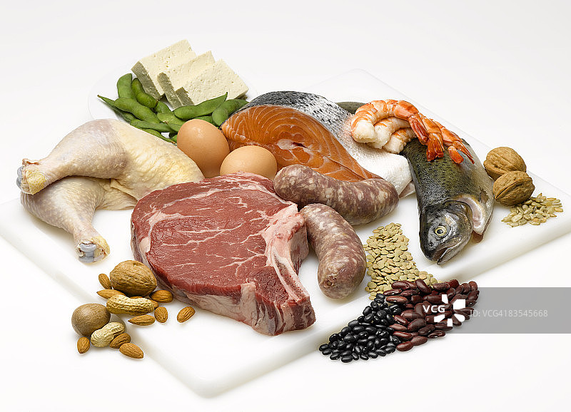 肉类和豆类食物组静物图片素材