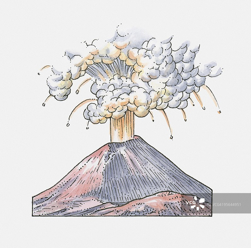 火山喷发的插图图片素材