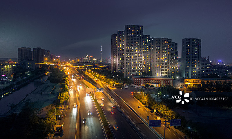 北京公路鸟瞰图图片素材