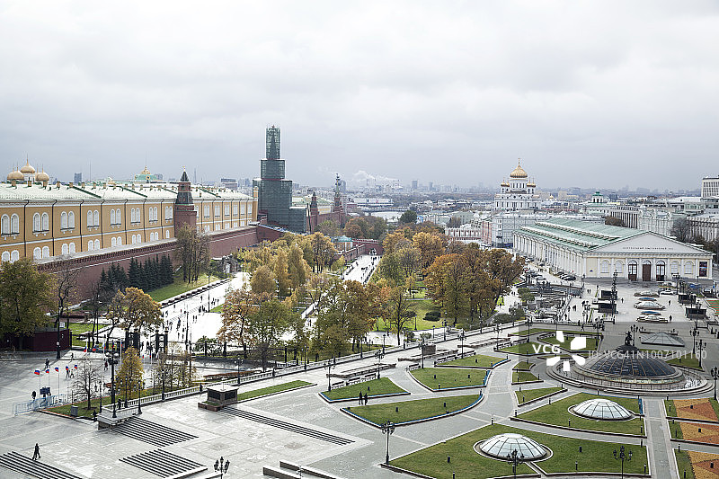 克里姆林宫和世界时钟喷泉莫斯科图片素材