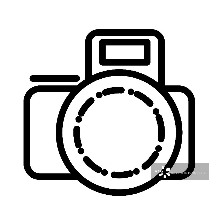 数码相机线条图标。摄影矢量插图孤立在白色。相机轮廓风格设计，专为网页和应用设计。Eps 10。图片素材