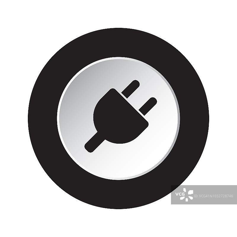 圆形黑、白色图标-电插头符号图片素材