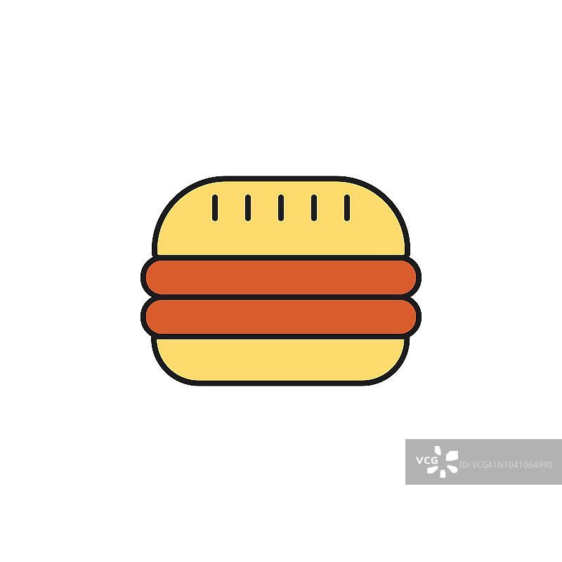 汉堡彩色图标。移动概念和web应用的生日派对图标元素。彩色的汉堡图标可以用于网络和移动图片素材