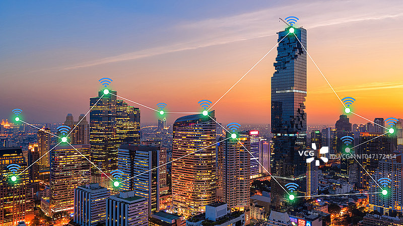 泰国曼谷智慧城市通信网络和物联网图片素材