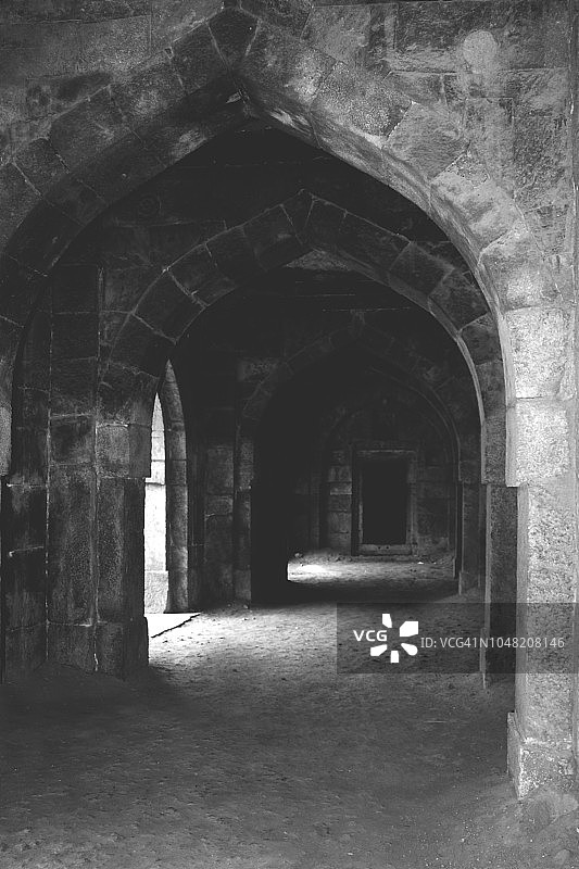 建筑细节，Bara Gumbad清真寺，Lodi花园，印度新德里图片素材
