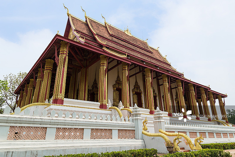 侧视图Wat Haw Phra Kaew (Haw Pha Kaew, Hor Pha Keo, Ho Prakeo)，一个前寺庙在万象，老挝，始建于1565年。图片素材