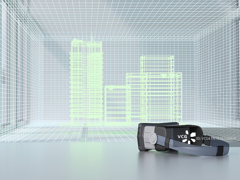 3D渲染，建筑全息图增强现实眼镜图片素材