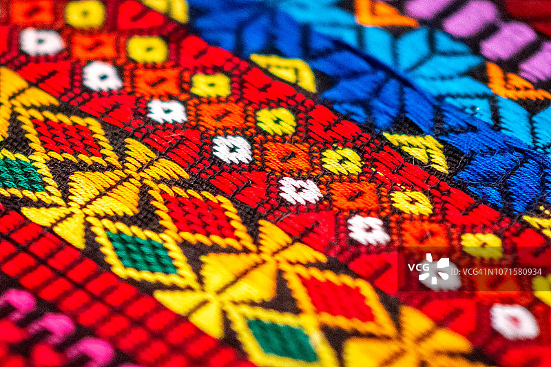 来自墨西哥恰帕斯的彩色纺织品图片素材