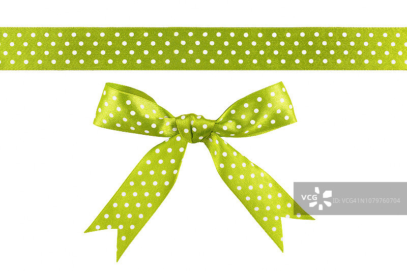 绿色的丝带和蝴蝶结孤立在白色的背景上图片素材