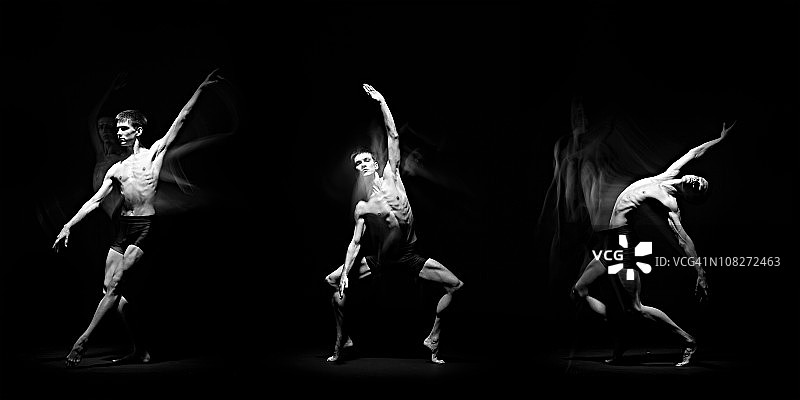 三个男人表演不同的芭蕾舞动作图片素材