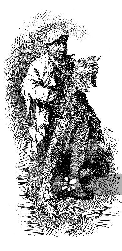阅读的农民的肖像- 1896图片素材