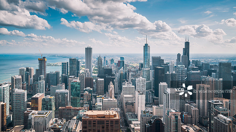 芝加哥天际线鸟瞰图片素材
