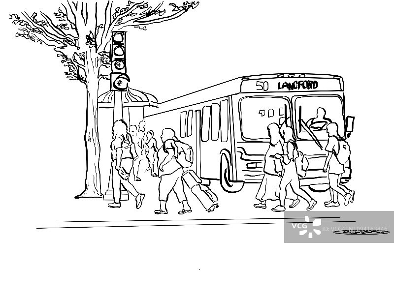 公共交通及行人图片素材