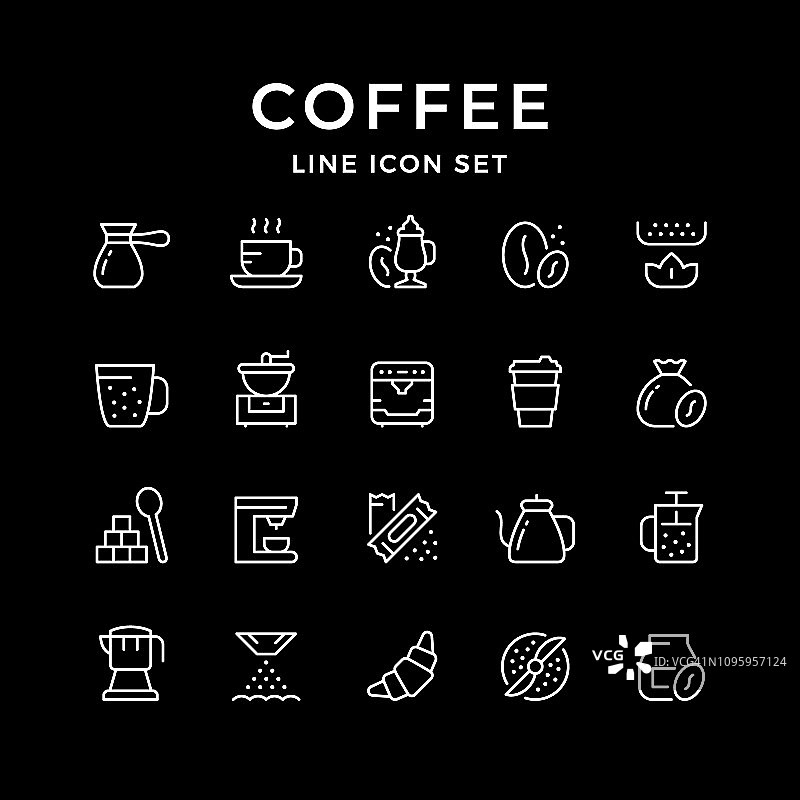 设置线条图标的咖啡图片素材