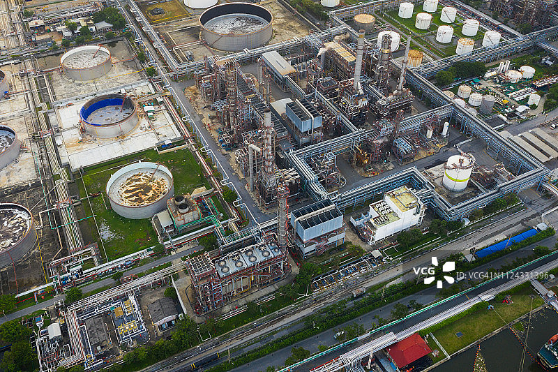 空中场景的炼油厂油站在天，Bang jak，曼谷，泰国图片素材