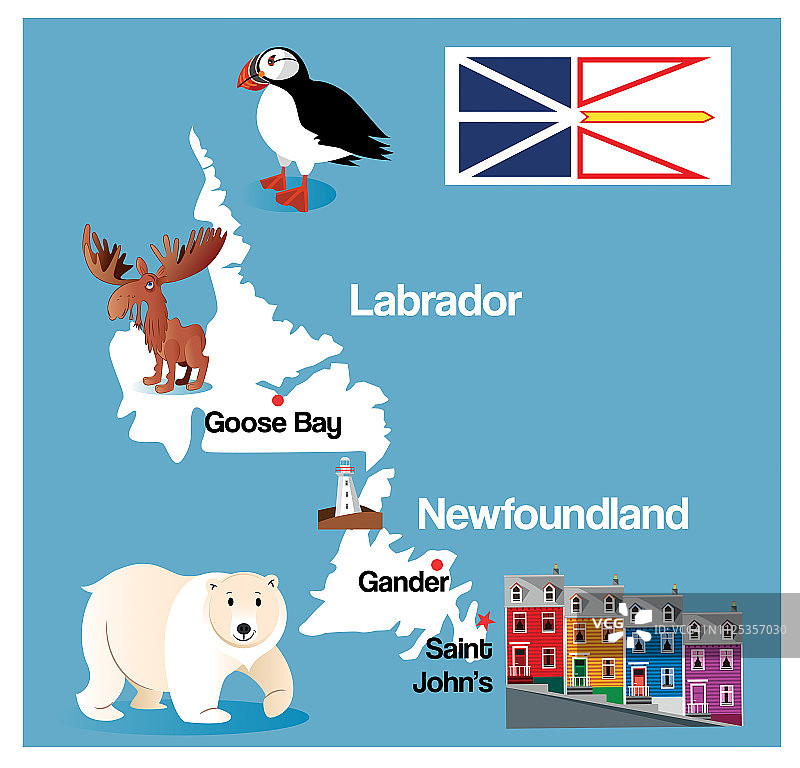 纽芬兰和拉布拉多地图图片素材