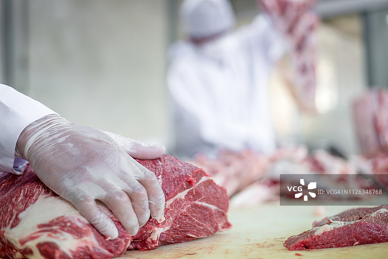 屠夫切割肉类食品行业概念图片素材