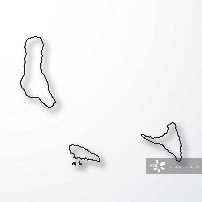 科摩罗地图-黑色轮廓与阴影在白色背景图片素材