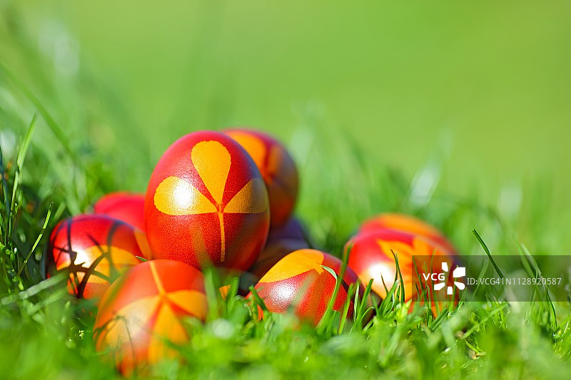草地上的复活节彩蛋图片素材