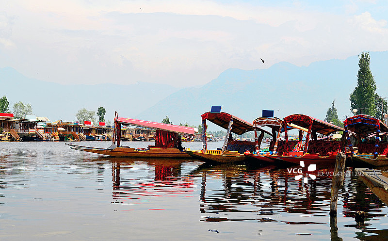 达尔湖，斯利那加，查谟和克什米尔，印度图片素材