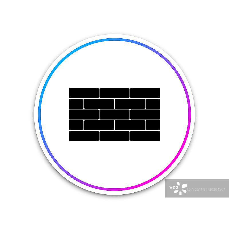 砖块图标孤立在白色背景上。圆形白色按钮。矢量图图片素材