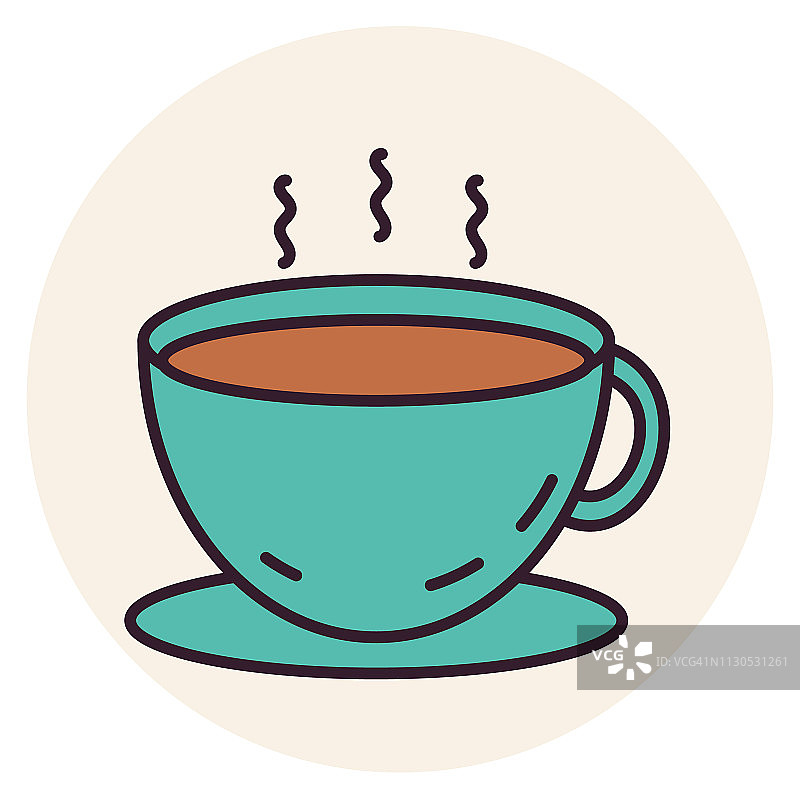 茶杯-细线早餐图标图片素材