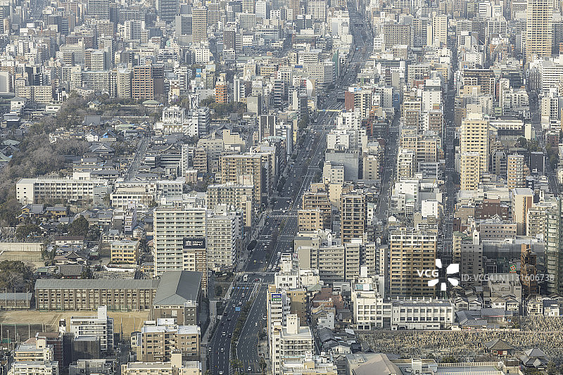 日本大阪市的城市扩张。图片素材