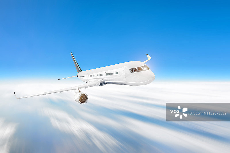 客机在云层上空飞翔，旅行飞机图片素材