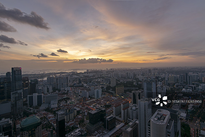 新加坡日落从1高度图片素材