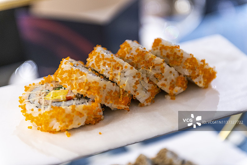寿司和生鱼片的特写图片素材